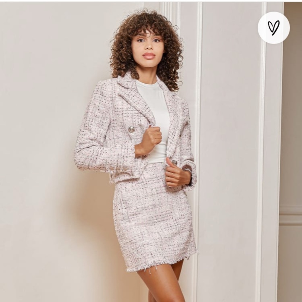 Lulu’s Small Pastel Tweed Jacket and Mini Skirt